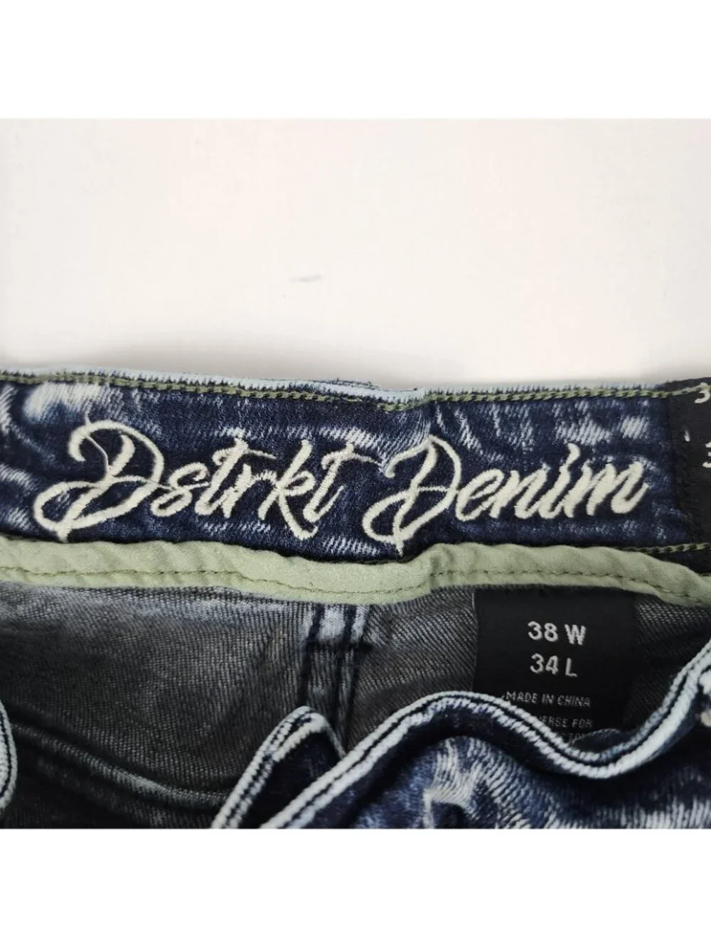Dstrkt Jeans Mens 38x33 Blue Bleached Moto Biker Denim